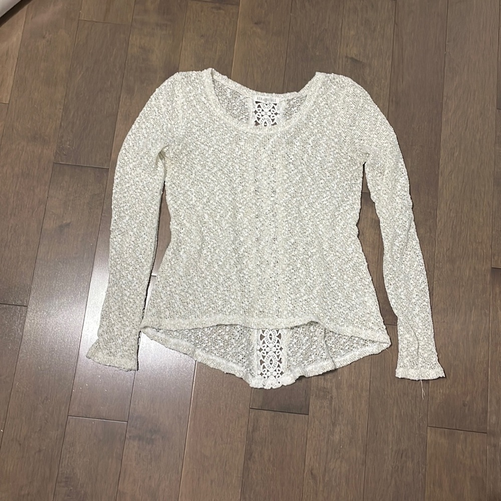 White lace detail sweater